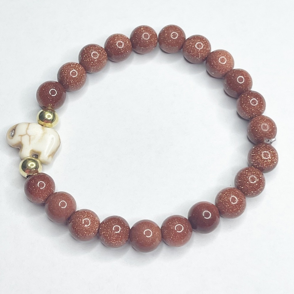 Handmade Stretch Bracelet with Elephant Brown